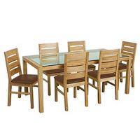 Solid Oak Dining Set with Glass Top Table