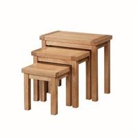 Solero Wooden Nest of 3 Tables In Ashwood