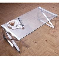 Sonata Glass Coffee Table With Polished Stainless Steel Legs
