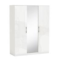 Sophia Mirrored Wardrobe In White Gloss Fronts With 3 Doors