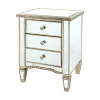 solitaire 3 drawer mirrored bedside table