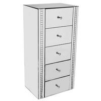 Solano Mirrored Glass Chest Of Drawers With 5 Drawers