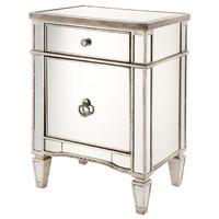 solitaire mirrored bedside cabinet with rustic metal work