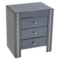 Solano Smoke Glass Bedside Cabinet With 3 Drawers