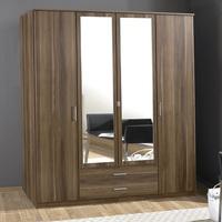 Sourin Mirror Wardrobe In Walnut With 4 Doors And 2 Drawers