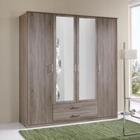 Sourin Mirror Wardrobe In Montana Oak With 4 Doors And 2 Drawers