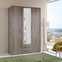 Sourin Mirror Wardrobe In Montana Oak With 3 Doors And 2 Drawers