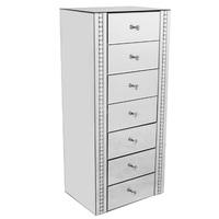 Solano Mirrored Glass Chest Of Drawers With 7 Drawers