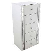 Solano White Glass Chest Of Drawers With 5 Drawers