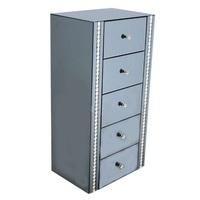 Solano Smoke Glass Chest Of Drawers With 5 Drawers