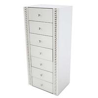 Solano White Glass Chest Of Drawers With 7 Drawers