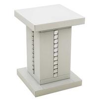 Solano White Glass Side Table With Decorative Crystals