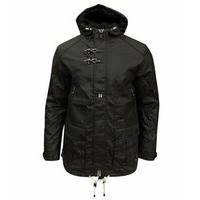 soul star mens pallet hooded wax effect coat black