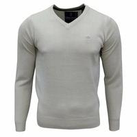 soul star mens alpha vee knitted jumper stone