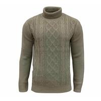 Soul Star Men\'s Stung Roll Neck Cable Knit Jumper Taupe