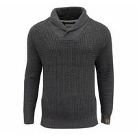 soul star mens tugger shawl neck knitted jumper grey