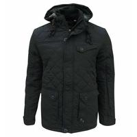 soul star mens hundred hooded quilted jacket coat navy