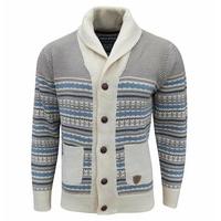 Soul Star Men\'s Stifler Nordic Striped Knitted Cardigan Sand