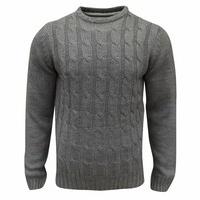 soul star mens twister cable knit jumper grey