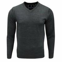 soul star mens alpha vee knitted jumper charcoal