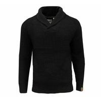 soul star mens tugger shawl neck knitted jumper black