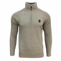 soul star mens hammerton knitted jumper taupe