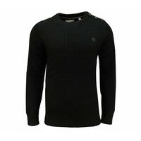 soul star mens canoe crew neck waffle knit jumper black