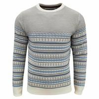 soul star mens stifler nordic striped knitted jumper sand