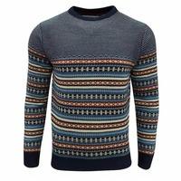 soul star mens stifler nordic striped knitted jumper navy