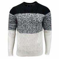 soul star mens caspian cable knit jumper black