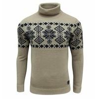 Soul Star Men\'s Boatsman Nordic Roll Neck Jumper Taupe