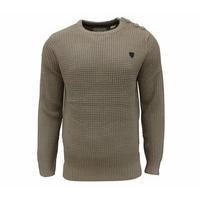 soul star mens canoe crew neck waffle knit jumper taupe