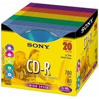 Sony 20CDQ80NXSL 20-Pack 80min/700Mb Recordable CD (Colour Mix)