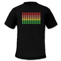 Sound and Music Activated Spectrum VU Meter EL Visualizer LED T-shirt (2AAA)