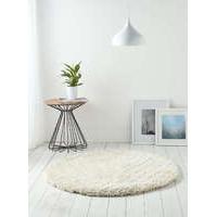 Soft Fluffy Polyester Cream Circle Shaggy Rug