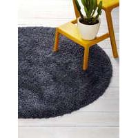 soft luxurious charcoal grey circle shaggy rug