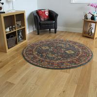 Soft Easy Clean Classic Blue Beige Traditional Border Large Circular Rug - Ziegler 150cm (4ft11\