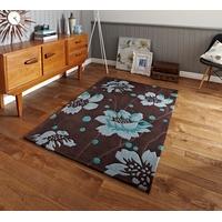 soft hand carved chocolate brown luxury floral rug 1512 phoenix 90cm x ...