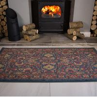 Soft Thick Easy Clean Classic Blue Beige Traditional Border Rug