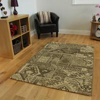 Soft Thick Brown Luxury Patchwork Living Room Rugs - Zielger 160cmx230cm (5\'3\