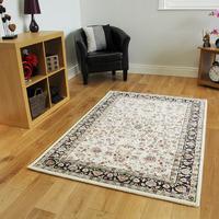 soft traditional cream black high quality polyester border rugs belgra ...