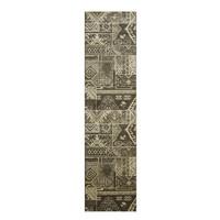 Soft Thick Brown Extra Long Patchwork Hall Runner Rugs - Zielger 80cmx260cm (2\'6\