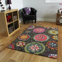 Soft Floral Patterned Thick Multi Coloured Quality Rugs - Stella 120cmx170cm (4\' x 5\'6\