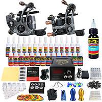Solong Tattoo Complete Tattoo Kit 2 Pro Machine s 28 Inks Power Supply Needle Grips