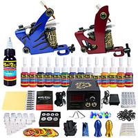 Solong Tattoo Complete Tattoo Kit 2 Pro Machine s 14 Inks Power Supply Needle Grips