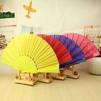 Solid Color Plastic Hand Fan - Set of 4(Mixed Colors)