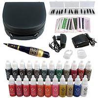 solong tattoo eyebrow permanent makeup machine kit 23 ink colors ek706 ...