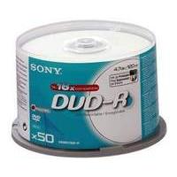 sony dmr47bsp 50 x dvd r 47 gb 16x ink jet printable surface spindle s ...