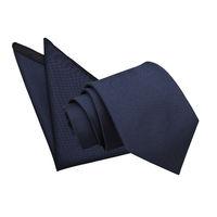 Solid Check Navy Blue Tie 2 pc. Set