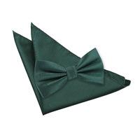 solid check dark green bow tie 2 pc set